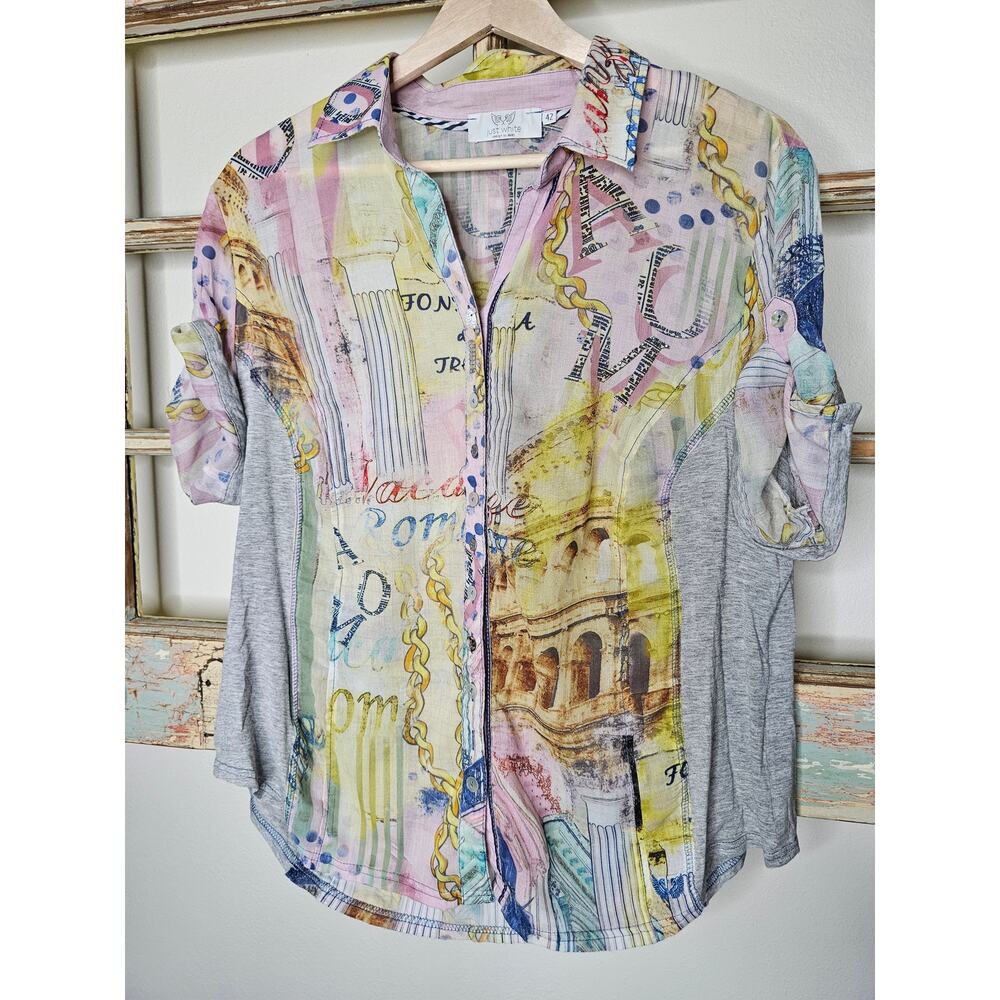 Just White By SE Shortsleeve Lightweight European Top Ladies Size 42/ 16
